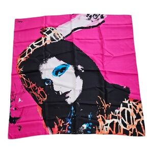 Diane Von Furstenberg Warhol Silk Scarf Magenta 34 Inches Excellent